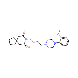 COc1ccccc1N1CCN(CCCON2C(=O)CC3(CCCC3)C[C@@H]2O)CC1 ZINC000013820869