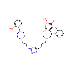 COc1ccccc1N1CCN(CCCn2cc(CCCN3CCc4cc(O)c(O)cc4[C@H](c4ccccc4C)C3)nn2)CC1 ZINC000049709929