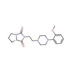 COc1ccccc1N1CCN(CCN2C(=O)[C@@H]3CCCN3C2=O)CC1 ZINC000053244628