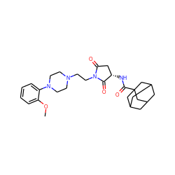 COc1ccccc1N1CCN(CCN2C(=O)C[C@H](NC(=O)C34CC5CC(CC(C5)C3)C4)C2=O)CC1 ZINC000040917683