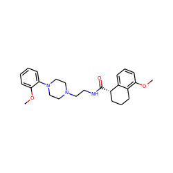 COc1ccccc1N1CCN(CCNC(=O)[C@H]2CCCc3c(OC)cccc32)CC1 ZINC000013757311