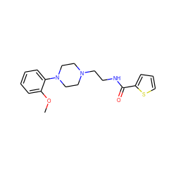 COc1ccccc1N1CCN(CCNC(=O)c2cccs2)CC1 ZINC000053228166