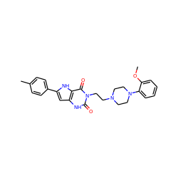 COc1ccccc1N1CCN(CCn2c(=O)[nH]c3cc(-c4ccc(C)cc4)[nH]c3c2=O)CC1 ZINC000013641901