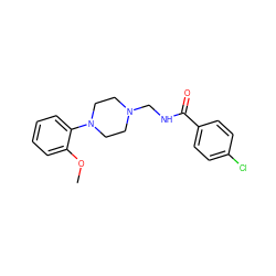 COc1ccccc1N1CCN(CNC(=O)c2ccc(Cl)cc2)CC1 ZINC000013762316