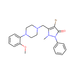 COc1ccccc1N1CCN(Cc2c(Br)c(=O)n(-c3ccccc3)n2C)CC1 ZINC000071329371