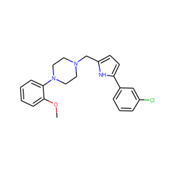 COc1ccccc1N1CCN(Cc2ccc(-c3cccc(Cl)c3)[nH]2)CC1 ZINC000029566952