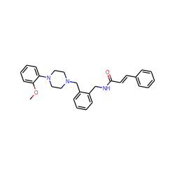 COc1ccccc1N1CCN(Cc2ccccc2CNC(=O)/C=C/c2ccccc2)CC1 ZINC000013526167