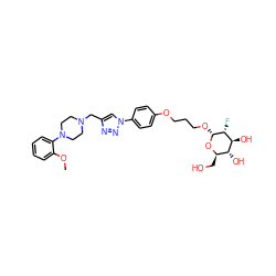 COc1ccccc1N1CCN(Cc2cn(-c3ccc(OCCCO[C@H]4O[C@H](CO)[C@@H](O)[C@H](O)[C@H]4F)cc3)nn2)CC1 ZINC000096286418