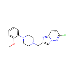 COc1ccccc1N1CCN(Cc2cn3nc(Cl)ccc3n2)CC1 ZINC000089774817