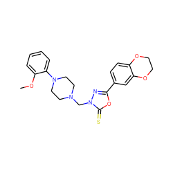 COc1ccccc1N1CCN(Cn2nc(-c3ccc4c(c3)OCCO4)oc2=S)CC1 ZINC001772633863