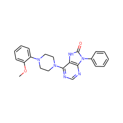 COc1ccccc1N1CCN(c2ncnc3c2[nH]c(=O)n3-c2ccccc2)CC1 ZINC000653717873