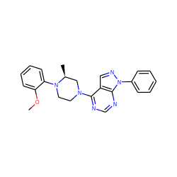 COc1ccccc1N1CCN(c2ncnc3c2cnn3-c2ccccc2)C[C@@H]1C ZINC000653745699