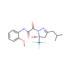 COc1ccccc1NC(=O)C(=O)N1N=C(CC(C)C)C[C@@]1(O)C(F)(F)F ZINC000020059985