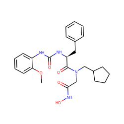 COc1ccccc1NC(=O)N[C@@H](Cc1ccccc1)C(=O)N(CC(=O)NO)CC1CCCC1 ZINC000058541781