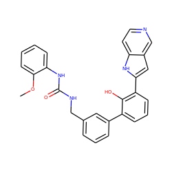 COc1ccccc1NC(=O)NCc1cccc(-c2cccc(-c3cc4cnccc4[nH]3)c2O)c1 ZINC000101050215