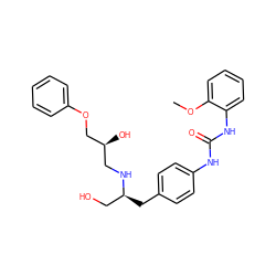 COc1ccccc1NC(=O)Nc1ccc(C[C@@H](CO)NC[C@H](O)COc2ccccc2)cc1 ZINC000028347661