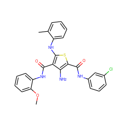 COc1ccccc1NC(=O)c1c(Nc2ccccc2C)sc(C(=O)Nc2cccc(Cl)c2)c1N ZINC000003324194