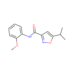 COc1ccccc1NC(=O)c1cc(C(C)C)on1 ZINC000082325662