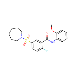 COc1ccccc1NC(=O)c1cc(S(=O)(=O)N2CCCCCC2)ccc1F ZINC000003024556