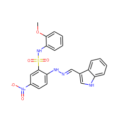 COc1ccccc1NS(=O)(=O)c1cc([N+](=O)[O-])ccc1N/N=C/c1c[nH]c2ccccc12 ZINC000008671338