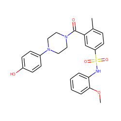 COc1ccccc1NS(=O)(=O)c1ccc(C)c(C(=O)N2CCN(c3ccc(O)cc3)CC2)c1 ZINC000012582613