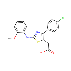 COc1ccccc1Nc1nc(-c2ccc(Cl)cc2)c(CC(=O)O)s1 ZINC000005023177