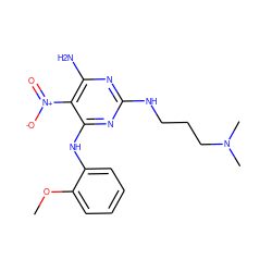 COc1ccccc1Nc1nc(NCCCN(C)C)nc(N)c1[N+](=O)[O-] ZINC000005484281