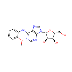 COc1ccccc1Nc1ncnc2c1ncn2[C@@H]1O[C@H](CO)[C@@H](O)[C@H]1O ZINC000012405310