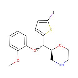 COc1ccccc1O[C@H](c1ccc(I)s1)[C@@H]1CNCCO1 ZINC000028881342