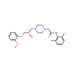 COc1ccccc1OC[C@@H](O)CN1CCN(CC(=O)Nc2c(C)cccc2C)CC1 ZINC000095619100