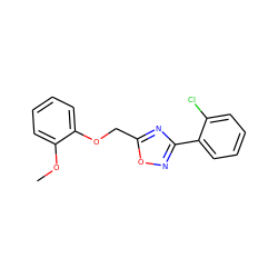 COc1ccccc1OCc1nc(-c2ccccc2Cl)no1 ZINC000008006282