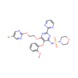 COc1ccccc1Oc1c(NS(=O)(=O)N2CCOCC2)nc(-c2ncccn2)nc1OCCOc1ncc(Br)cn1 ZINC000095553733