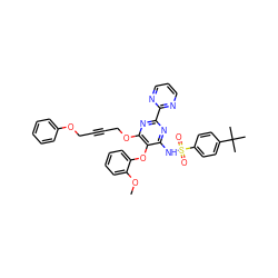 COc1ccccc1Oc1c(NS(=O)(=O)c2ccc(C(C)(C)C)cc2)nc(-c2ncccn2)nc1OCC#CCOc1ccccc1 ZINC000028011053