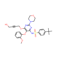 COc1ccccc1Oc1c(NS(=O)(=O)c2ccc(C(C)(C)C)cc2)nc(N2CCOCC2)nc1OCC#CCO ZINC000028086037