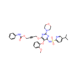 COc1ccccc1Oc1c(NS(=O)(=O)c2ccc(C(C)C)cn2)nc(N2CCOCC2)nc1OCC#CCOC(=O)Nc1ccccc1 ZINC000028089879