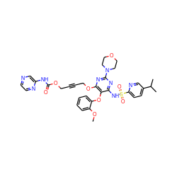 COc1ccccc1Oc1c(NS(=O)(=O)c2ccc(C(C)C)cn2)nc(N2CCOCC2)nc1OCC#CCOC(=O)Nc1cnccn1 ZINC000028023116