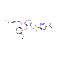 COc1ccccc1Oc1c(NS(=O)(=O)c2ccc(C(C)C)cn2)ncnc1OCC#CCO ZINC000013488264