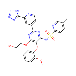 COc1ccccc1Oc1c(NS(=O)(=O)c2ccc(C)cn2)nc(-c2ccnc(-c3nnn[nH]3)c2)nc1OCCO ZINC000003939238