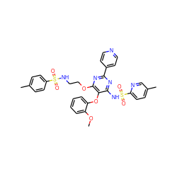 COc1ccccc1Oc1c(NS(=O)(=O)c2ccc(C)cn2)nc(-c2ccncc2)nc1OCCNS(=O)(=O)c1ccc(C)cc1 ZINC000028018518