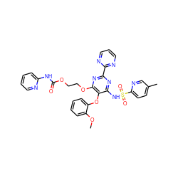 COc1ccccc1Oc1c(NS(=O)(=O)c2ccc(C)cn2)nc(-c2ncccn2)nc1OCCOC(=O)Nc1ccccn1 ZINC000026289674