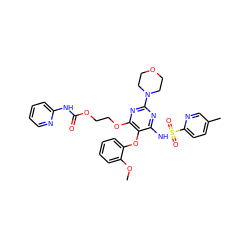 COc1ccccc1Oc1c(NS(=O)(=O)c2ccc(C)cn2)nc(N2CCOCC2)nc1OCCOC(=O)Nc1ccccn1 ZINC000003946721