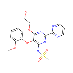 COc1ccccc1Oc1c(NS(C)(=O)=O)nc(-c2ncccn2)nc1OCCO ZINC000095553645