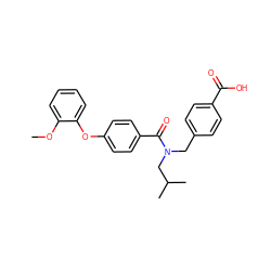 COc1ccccc1Oc1ccc(C(=O)N(Cc2ccc(C(=O)O)cc2)CC(C)C)cc1 ZINC000584598319
