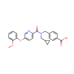 COc1ccccc1Oc1ccc(C(=O)N(Cc2ccc(C(=O)O)cc2)CC2CC2)nc1 ZINC001772627280