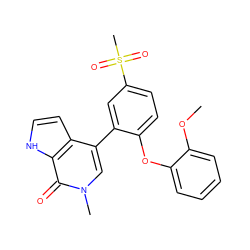 COc1ccccc1Oc1ccc(S(C)(=O)=O)cc1-c1cn(C)c(=O)c2[nH]ccc12 ZINC000146375483