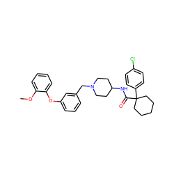 COc1ccccc1Oc1cccc(CN2CCC(NC(=O)C3(c4ccc(Cl)cc4)CCCCC3)CC2)c1 ZINC000013686223