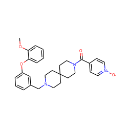 COc1ccccc1Oc1cccc(CN2CCC3(CC2)CCN(C(=O)c2cc[n+]([O-])cc2)CC3)c1 ZINC000029133063