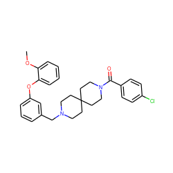COc1ccccc1Oc1cccc(CN2CCC3(CC2)CCN(C(=O)c2ccc(Cl)cc2)CC3)c1 ZINC000029133367
