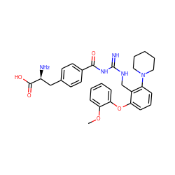 COc1ccccc1Oc1cccc(N2CCCCC2)c1CNC(=N)NC(=O)c1ccc(C[C@H](N)C(=O)O)cc1 ZINC000653850793