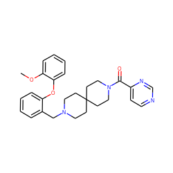 COc1ccccc1Oc1ccccc1CN1CCC2(CC1)CCN(C(=O)c1ccncn1)CC2 ZINC000045285526